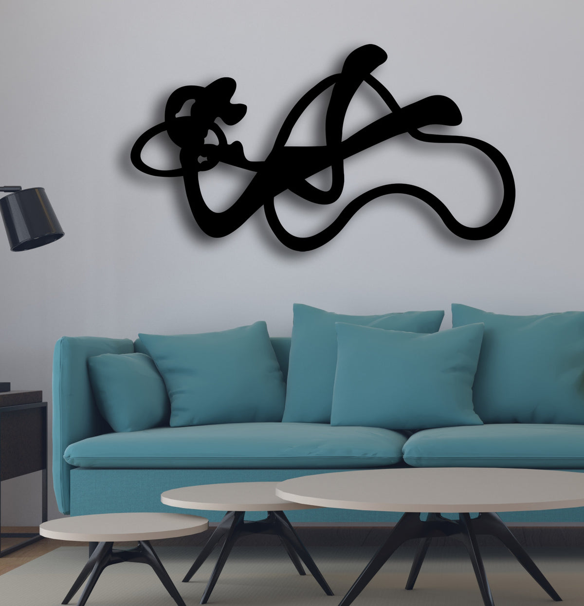 Modern Salon Dekorasyonu İçin Çerçevesiz Soyut Metal Pano