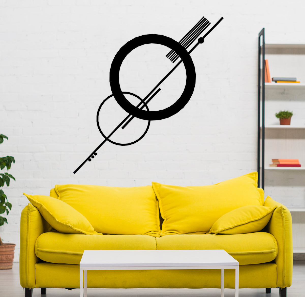 Modern Salon Dekorasyonu İçin Daire Desenli Metal Tablo