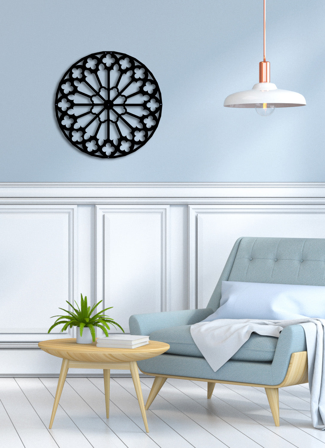 Modern Salon Dekorasyonu İçin Geometrik Çiçekli Metal Pano