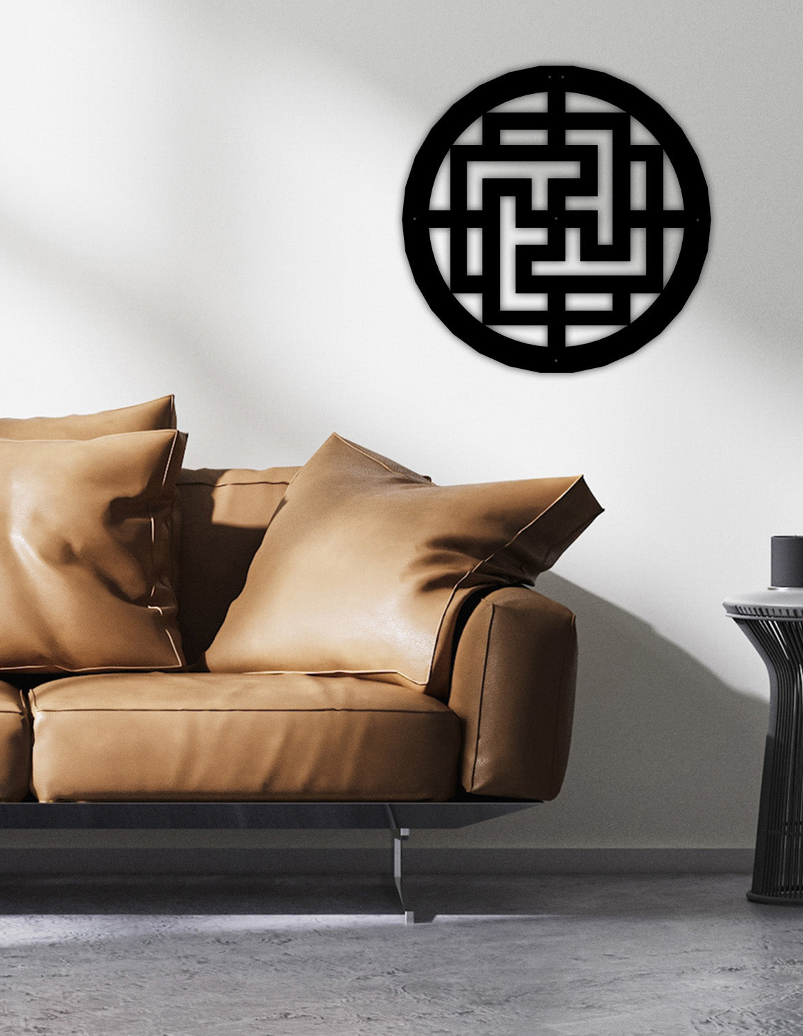 Modern Salon Dekorasyonu İçin Geometrik Daire Metal Pano