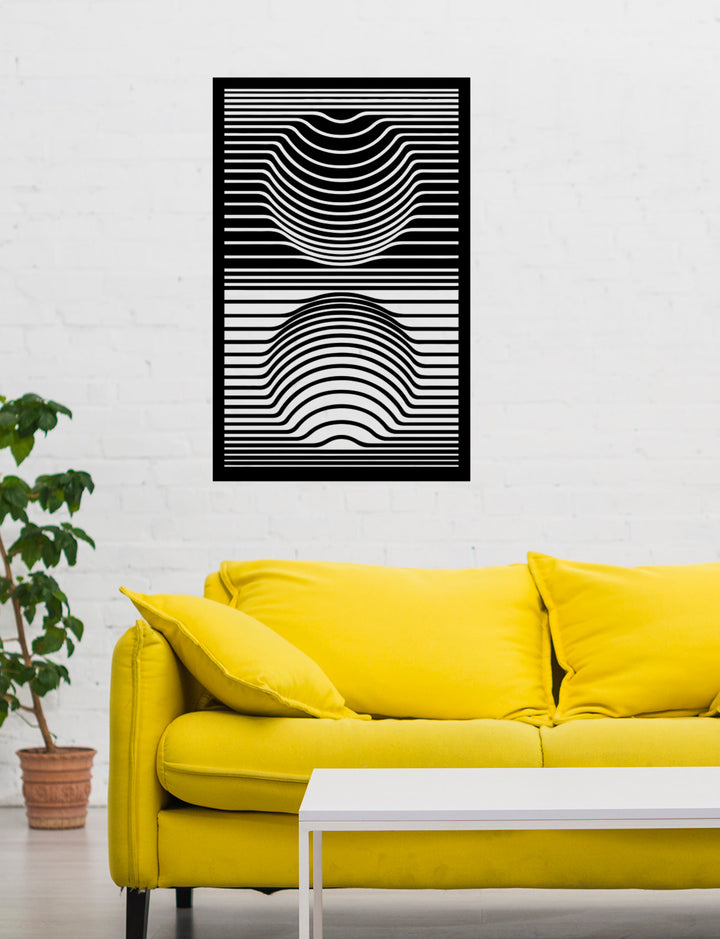 Modern Salon Dekorasyonu İçin Geometrik Daireli Metal Tablo