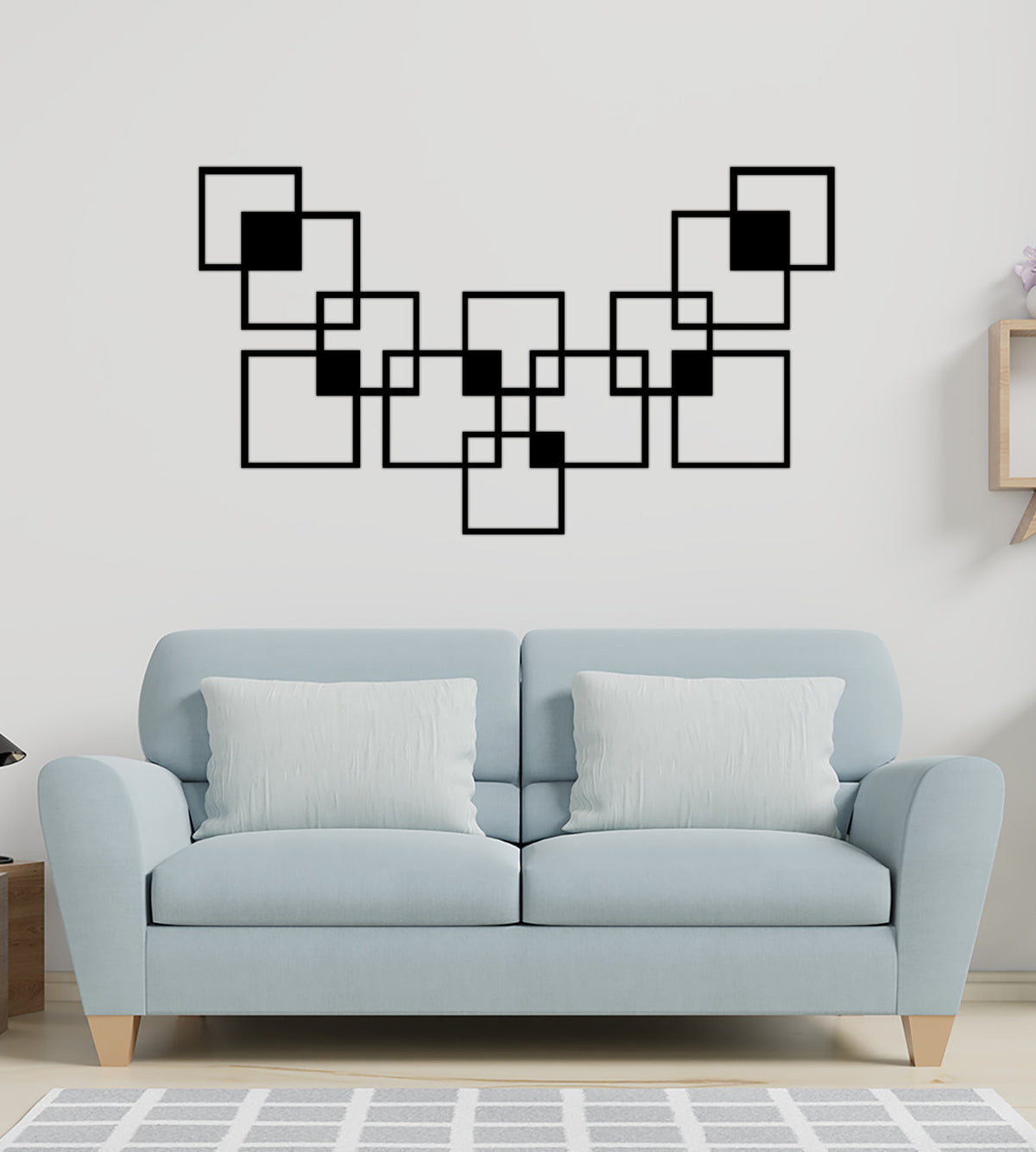 Modern Salon Dekorasyonu İçin Geometrik Kare Metal Pano