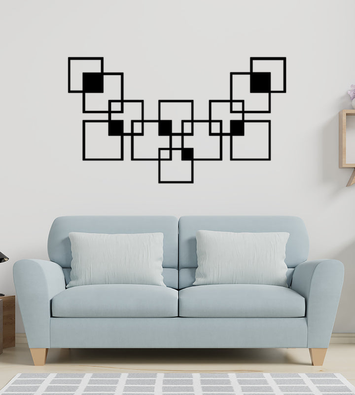 Modern Salon Dekorasyonu İçin Geometrik Kare Metal Pano