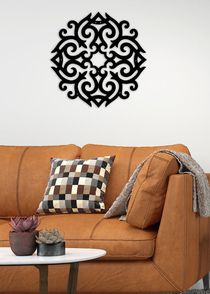 Modern Salon Dekorasyonu İçin Geometrik Mandala Metal Pano