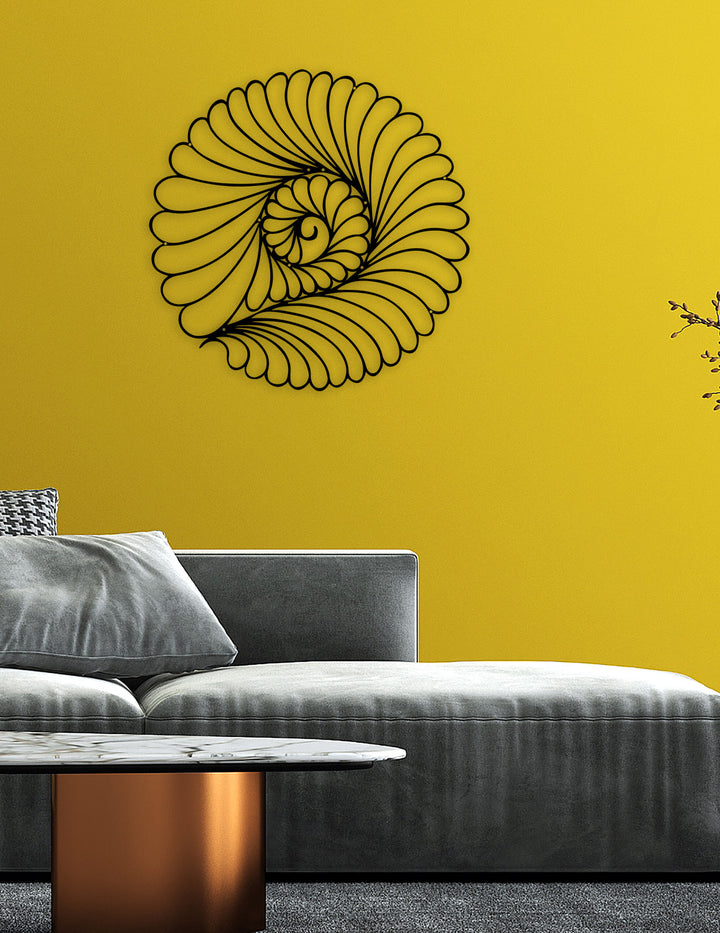 Modern Salon Dekorasyonu İçin Geometrik Yelpaze Metal Pano