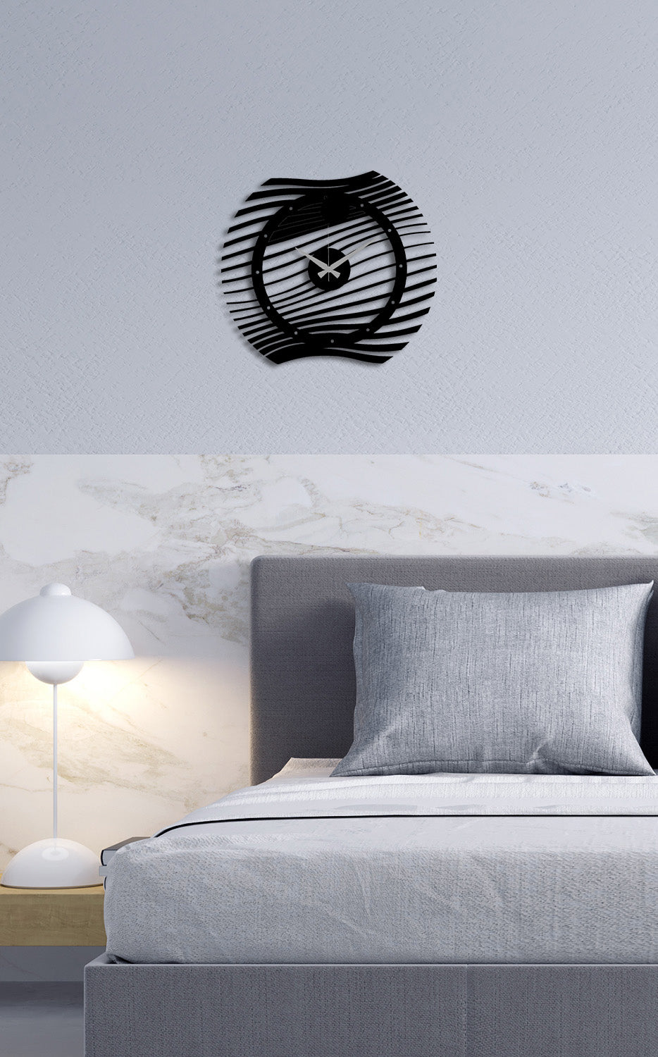 Modern Salon Dekorasyonu İçin Siyah Sessiz Akar Metal Duvar Saati