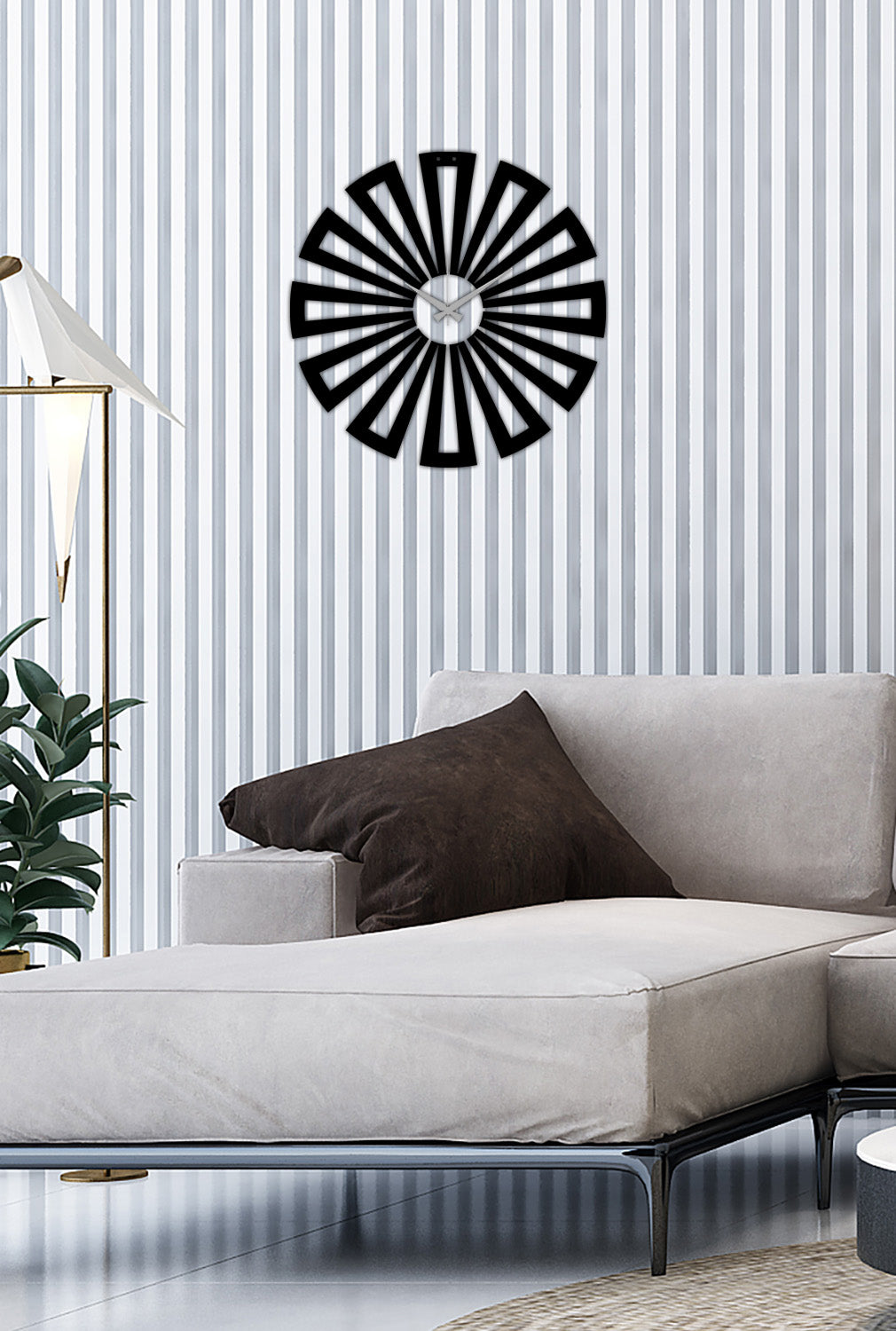 Modern Salon Dekorasyonu İçin Siyah Renkli Modern Metal Harita Saati