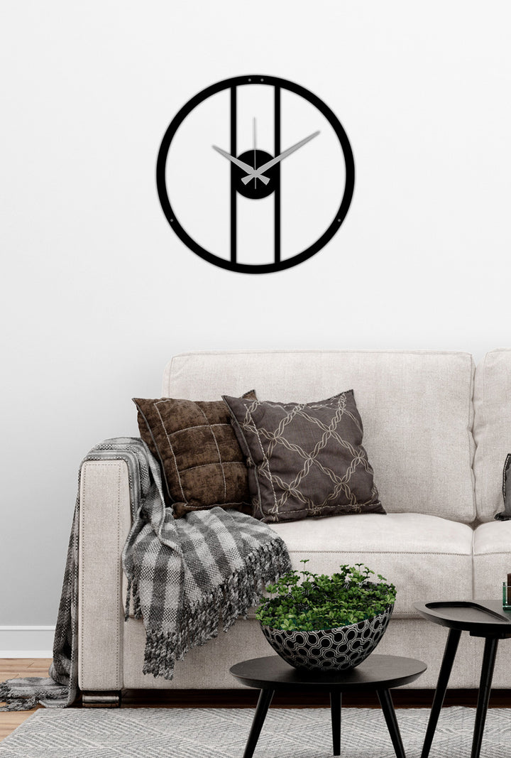 Modern Salon Dekorasyonu İçin Siyah Sessiz Akar Metal Sanat Saati