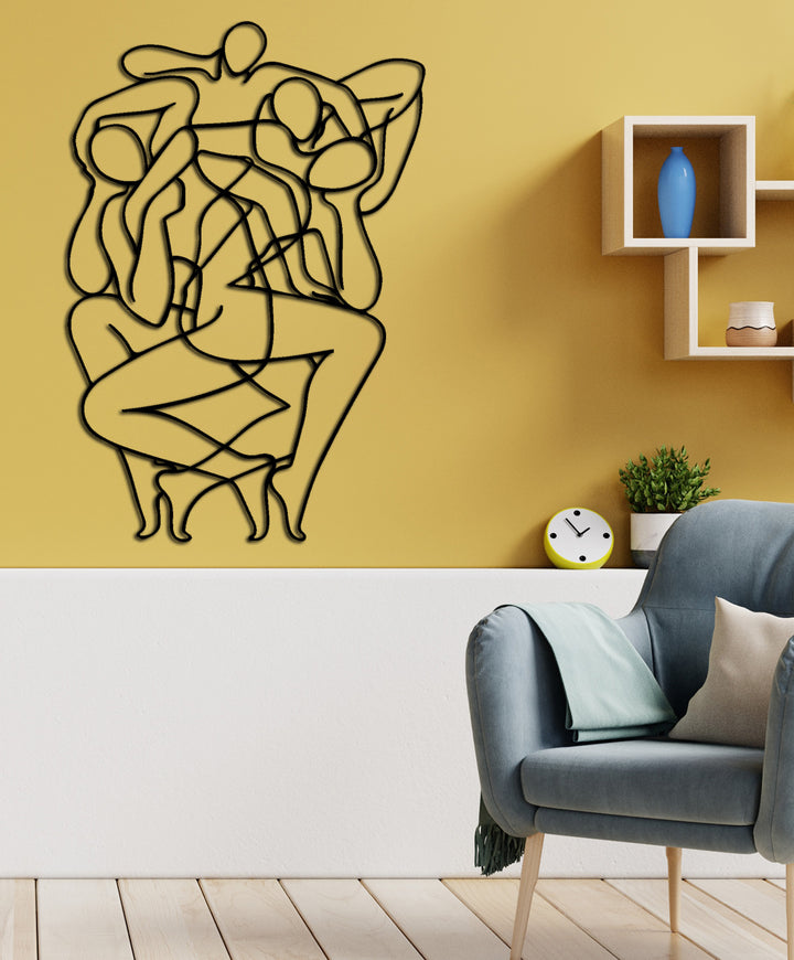 Modern Salon Dekorasyonu İçin Siyah Dans Figürü Metal Duvar Sanatı - Artroya