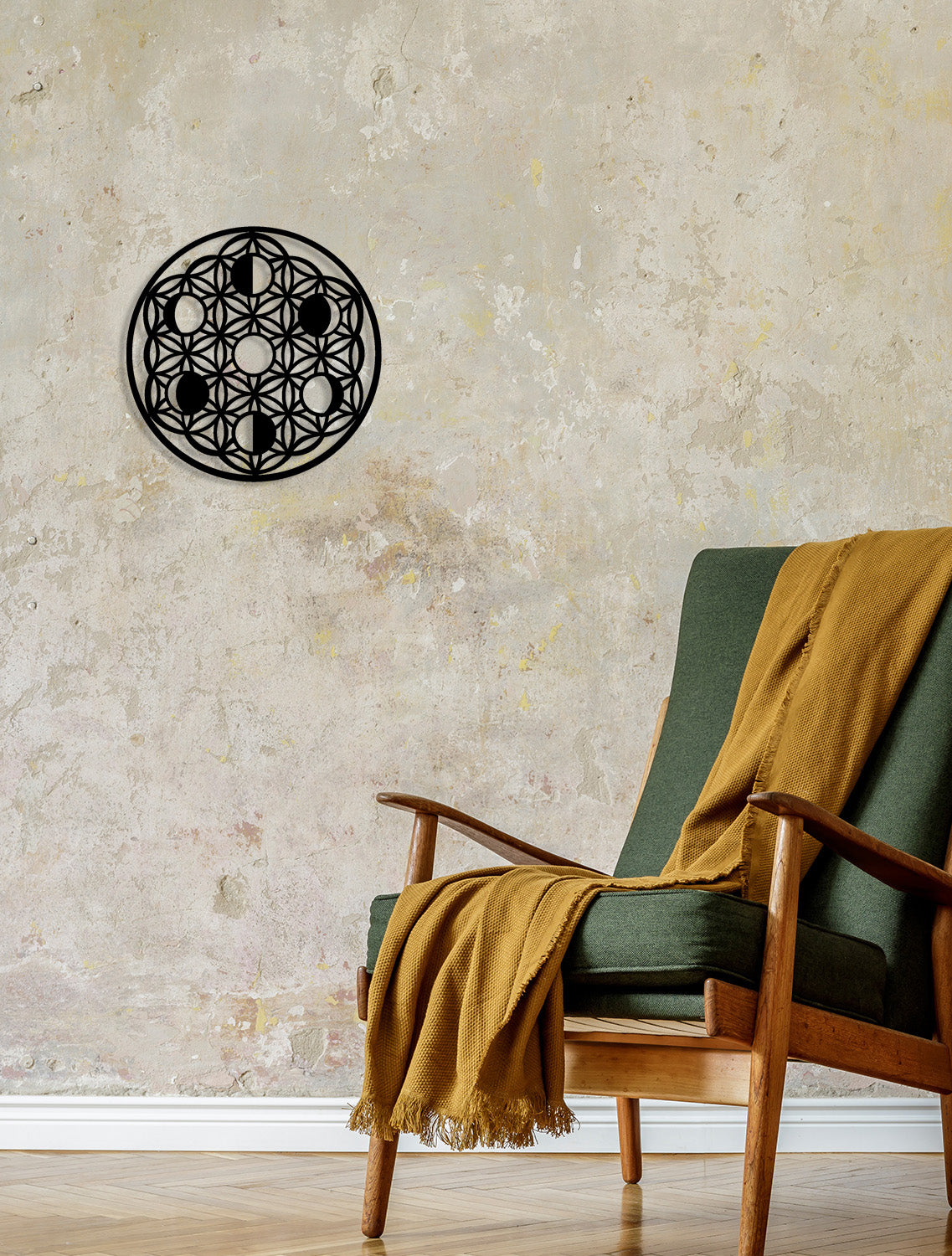 Modern Salon Dekorasyonu İçin Siyah Geometrik Desen Metal Duvar Panosu