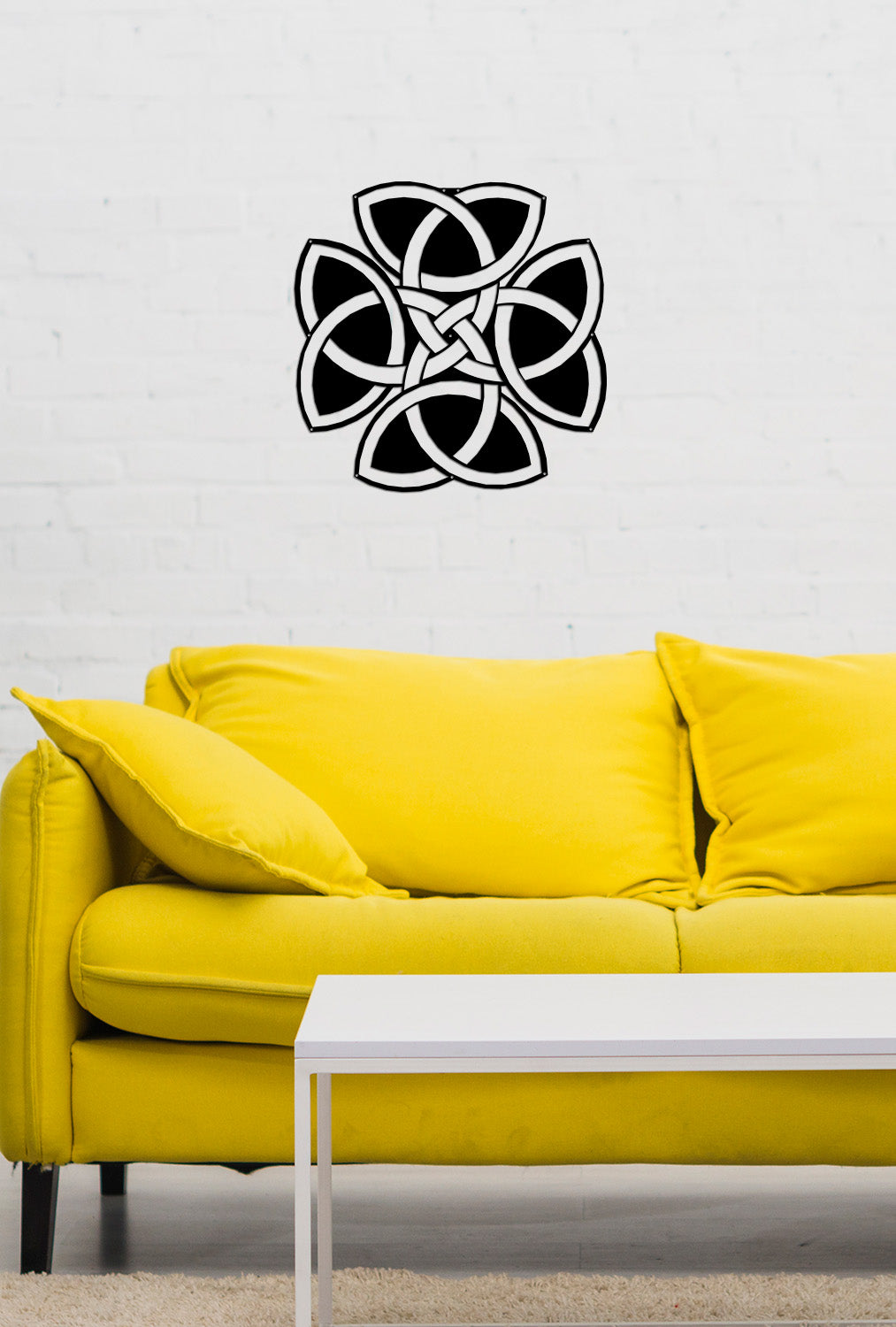 Modern Salon Dekorasyonu İçin Mat Siyah Ebedi Üçleme Metal Sanatı