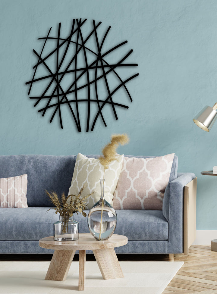 Modern Salon Dekorasyonu İçin Siyah Minimalist Metal Duvar Tablosu