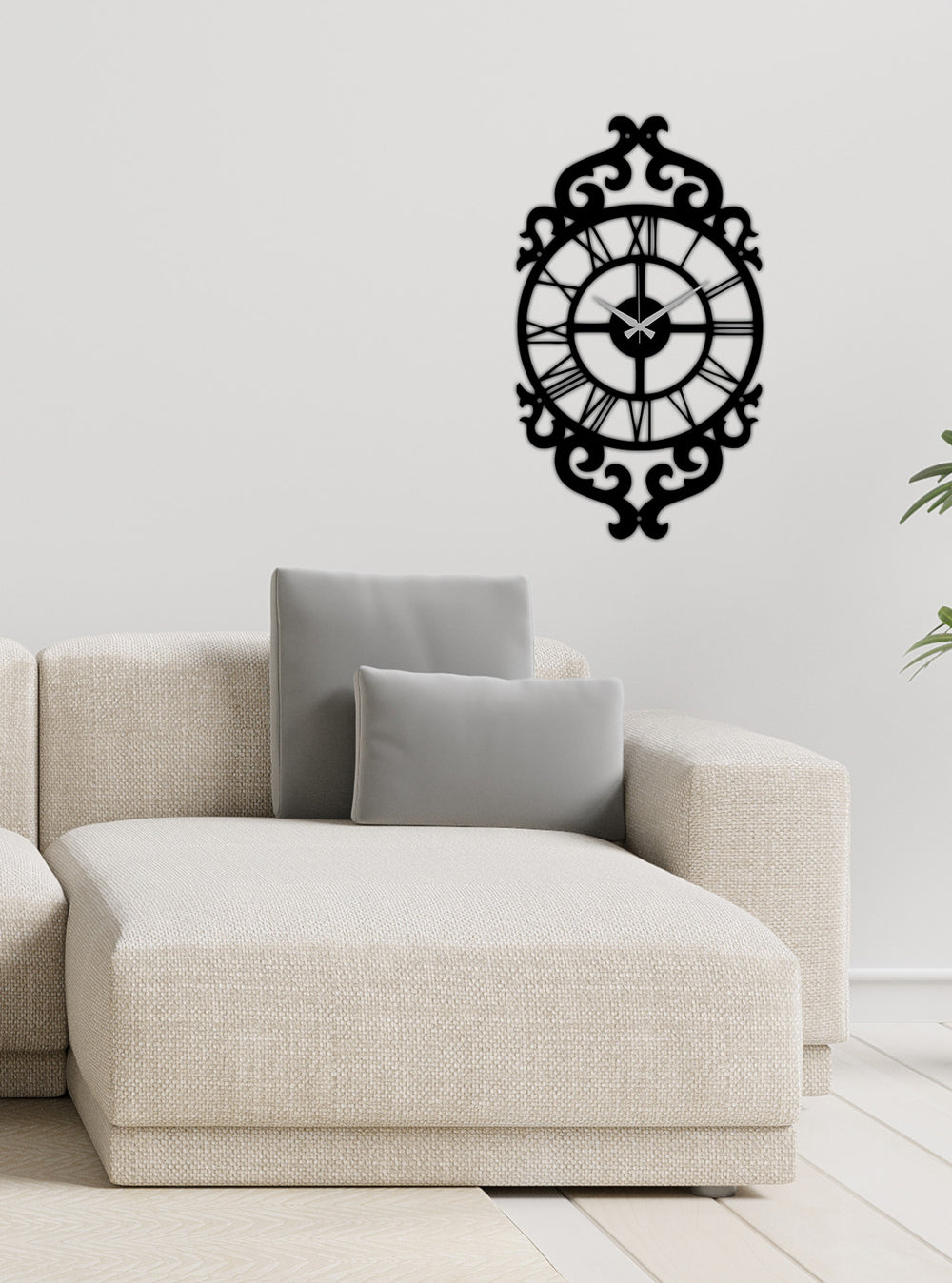 Modern Salon Dekorasyonu İçin Siyah Sessiz Akar Metal Duvar Saati