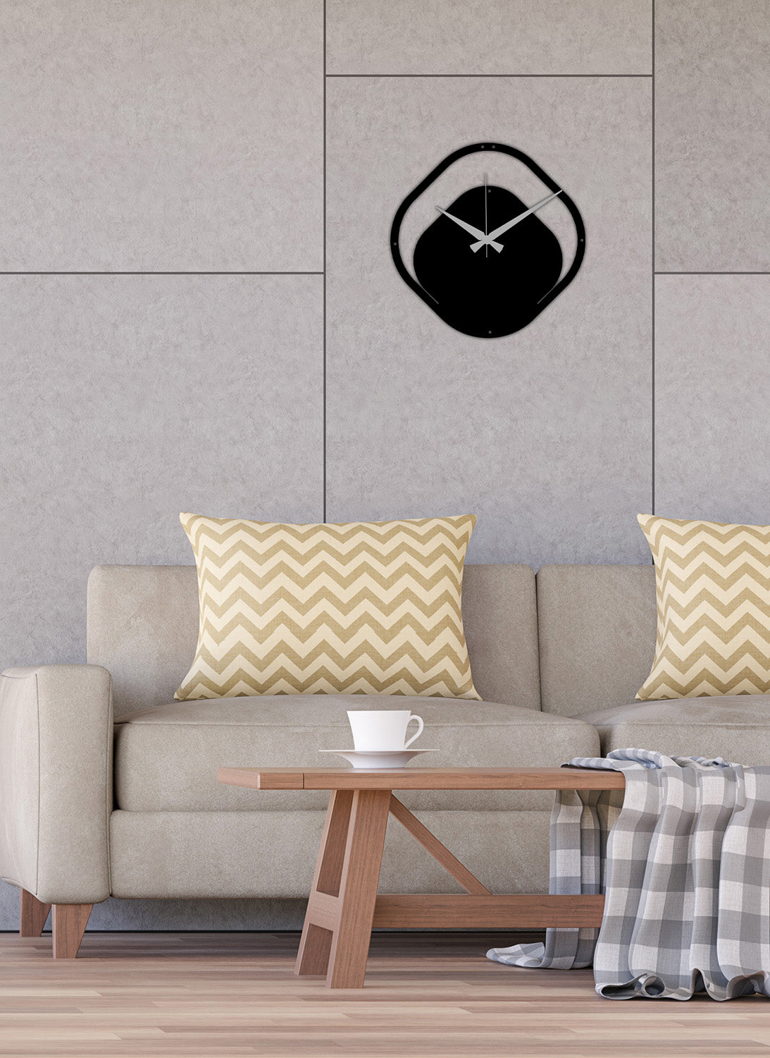 Modern Salon Dekorasyonu İçin Siyah Sessiz Akar Metal Duvar Saati