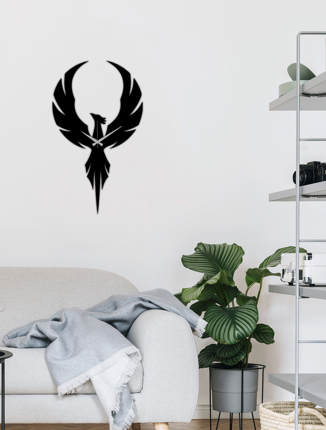 Modern Salon Dekorasyonu İçin Siyah Sessiz Akar Metal Anka Saati