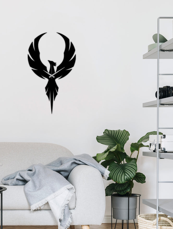 Modern Salon Dekorasyonu İçin Siyah Sessiz Akar Metal Anka Saati