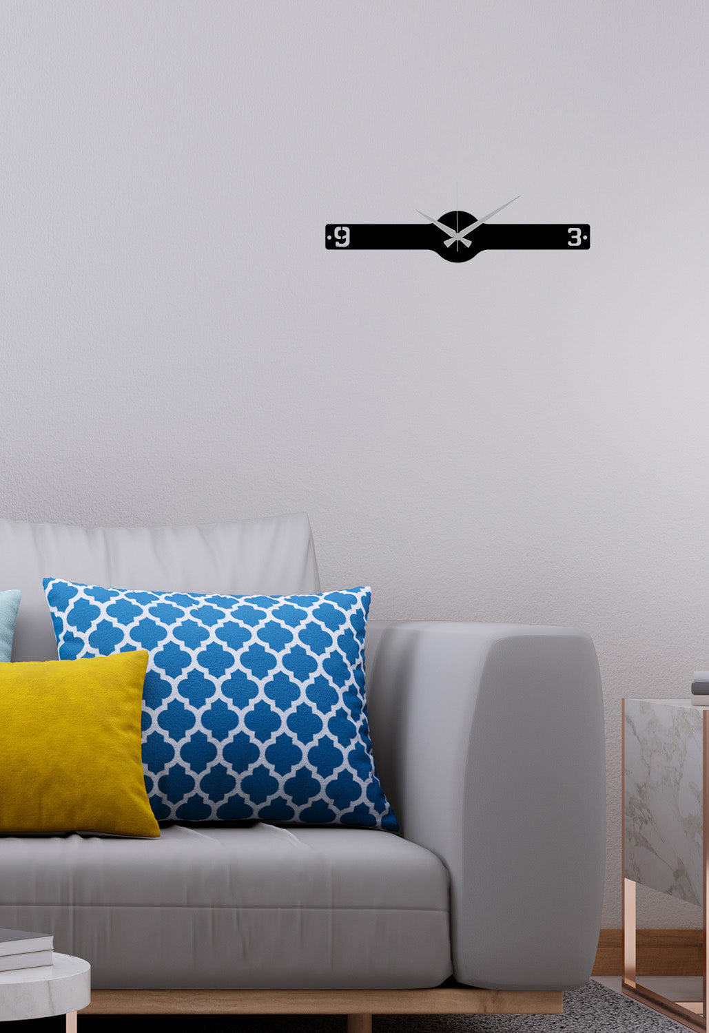 Modern Salon Dekorasyonu İçin Siyah Sessiz Akar Metal Duvar Saati