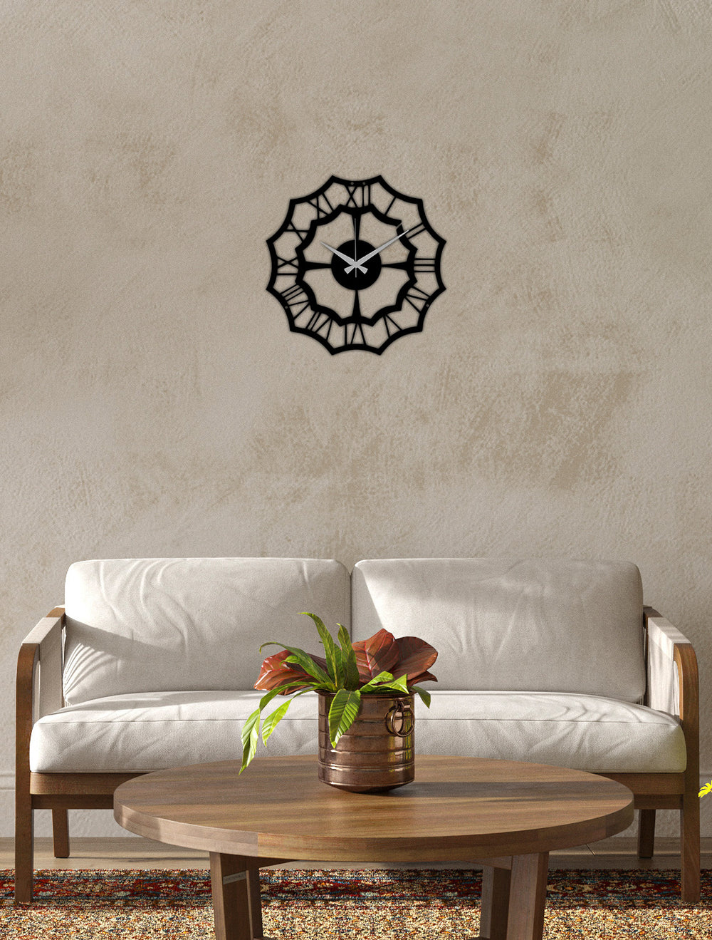 Modern Salon Dekorasyonu İçin Siyah Sessiz Akar Metal Duvar Saati