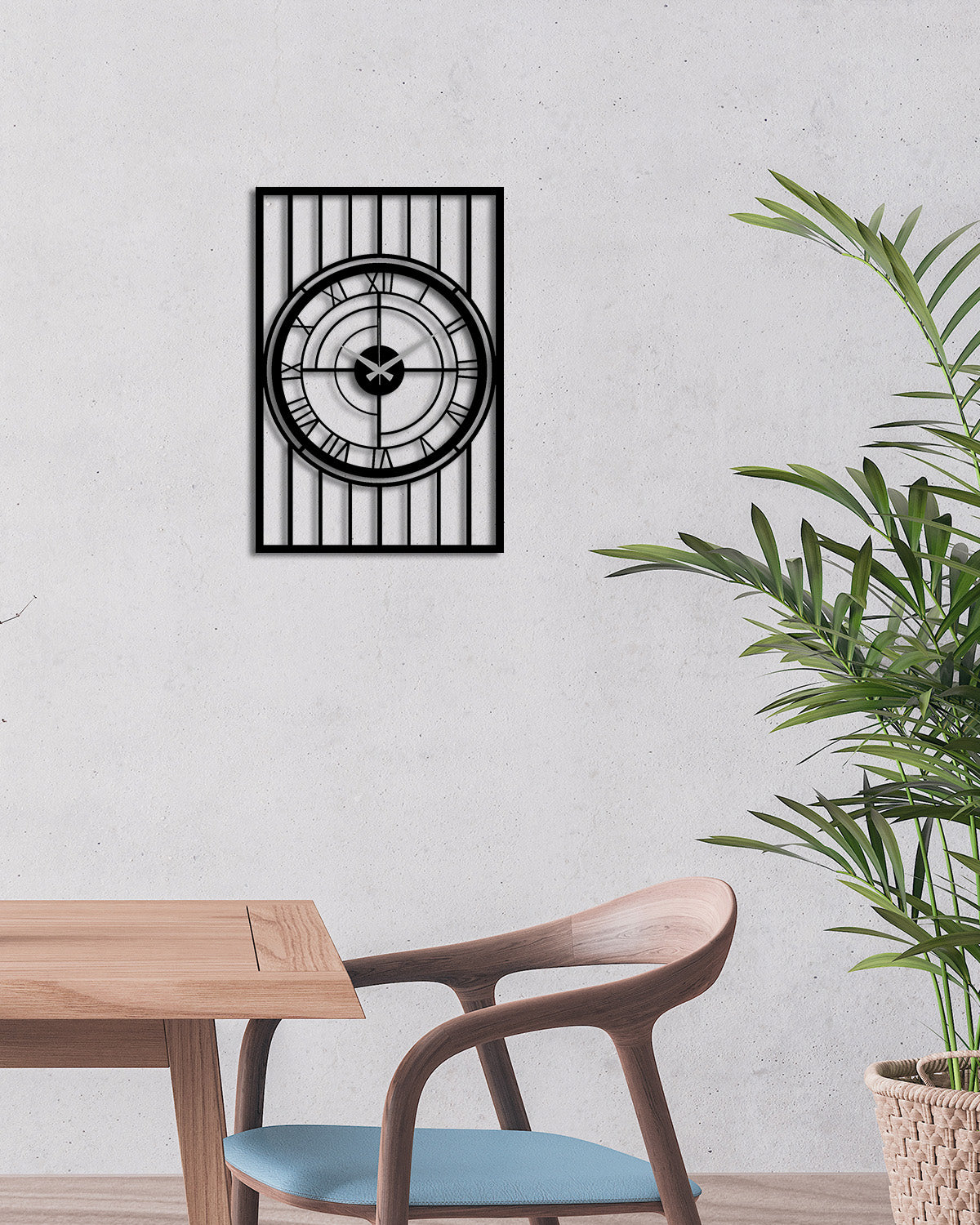 Modern Salon Dekorasyonu İçin Siyah Sessiz Akar Metal Duvar Saati