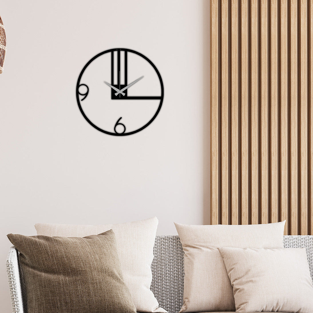 Modern Salon Dekorasyonu İçin Siyah Sessiz Akar Metal Duvar Saati