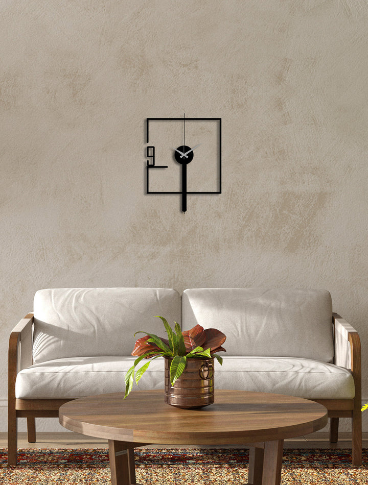 Modern Salon Dekorasyonu İçin Siyah Sessiz Akar Metal Duvar Saati