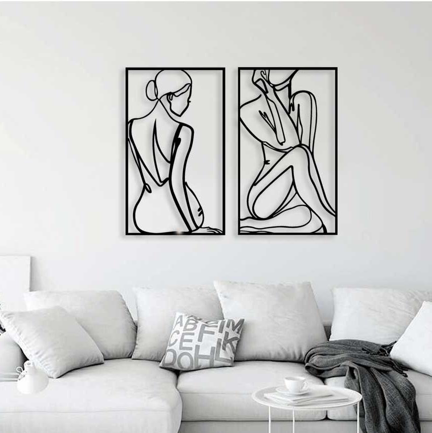 Artroya Metal Tablo ile Salon ve Oturma Odası İçin İkili Modern Duvar Dekorasyonu