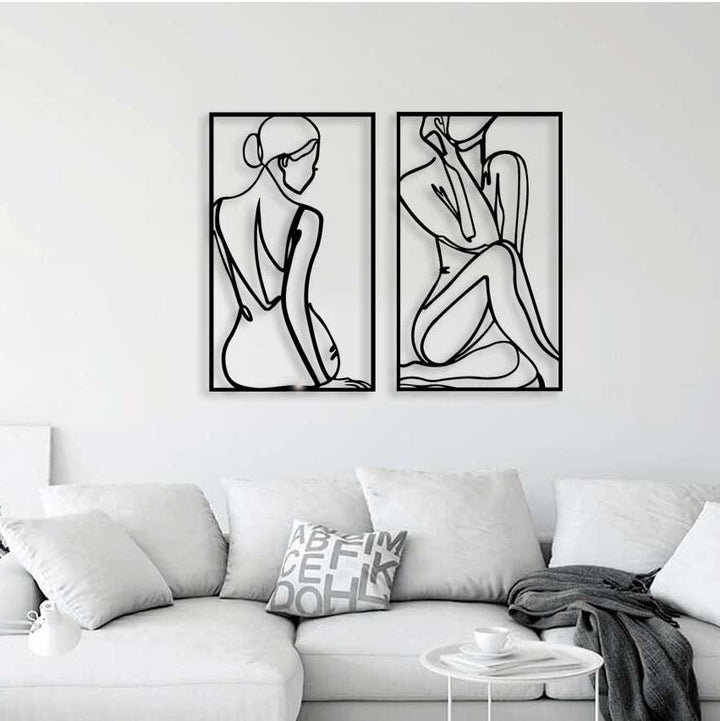 Artroya Metal Tablo ile Salon ve Oturma Odası İçin İkili Modern Duvar Dekorasyonu