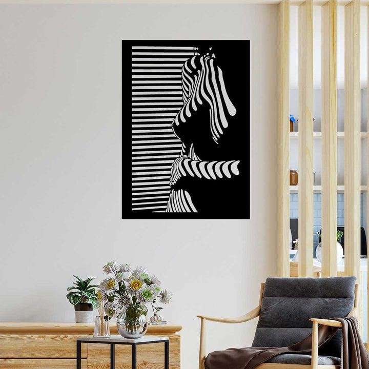 Op Art Kadın Figürü Metal Duvar Tablosu - Modern Optik Sanat Koleksiyonu - Artroya