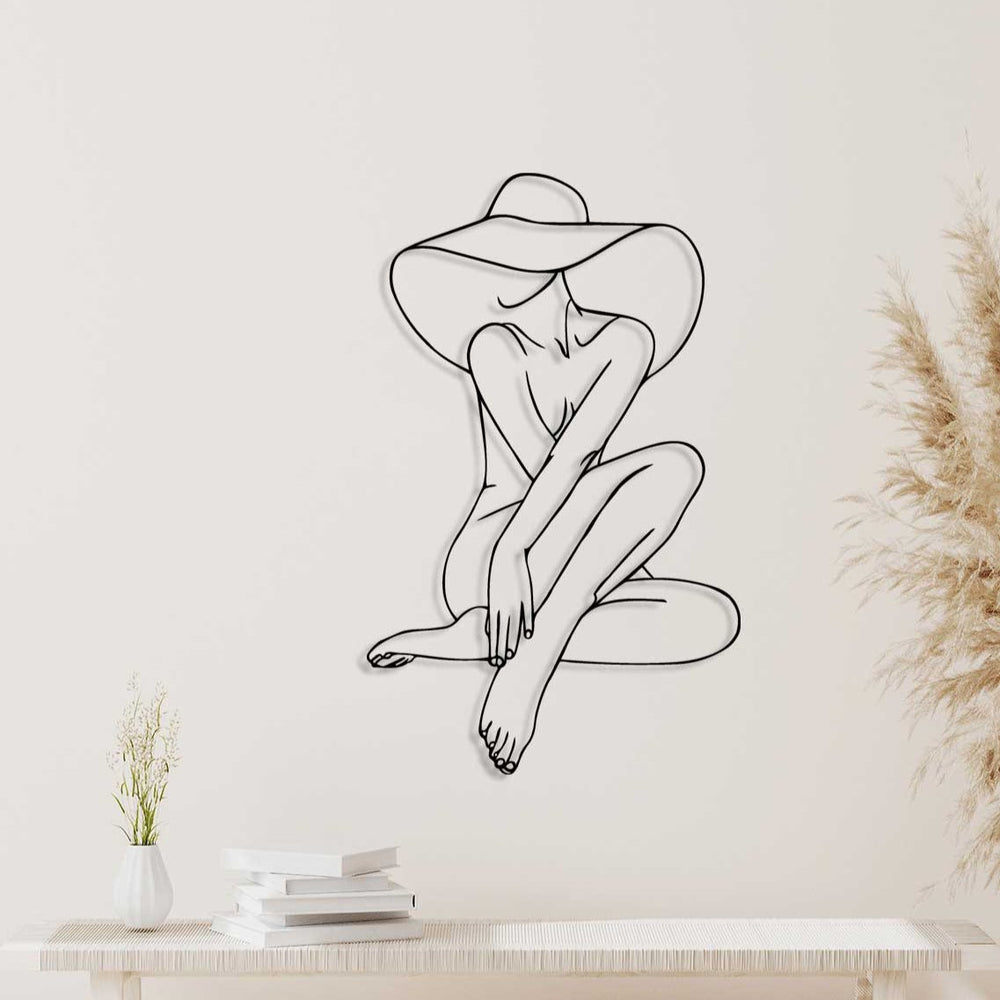 Artroya Metal Tablo ile Şık ve Modern Şapkalı Kadın Silüeti Duvar Dekorasyonu