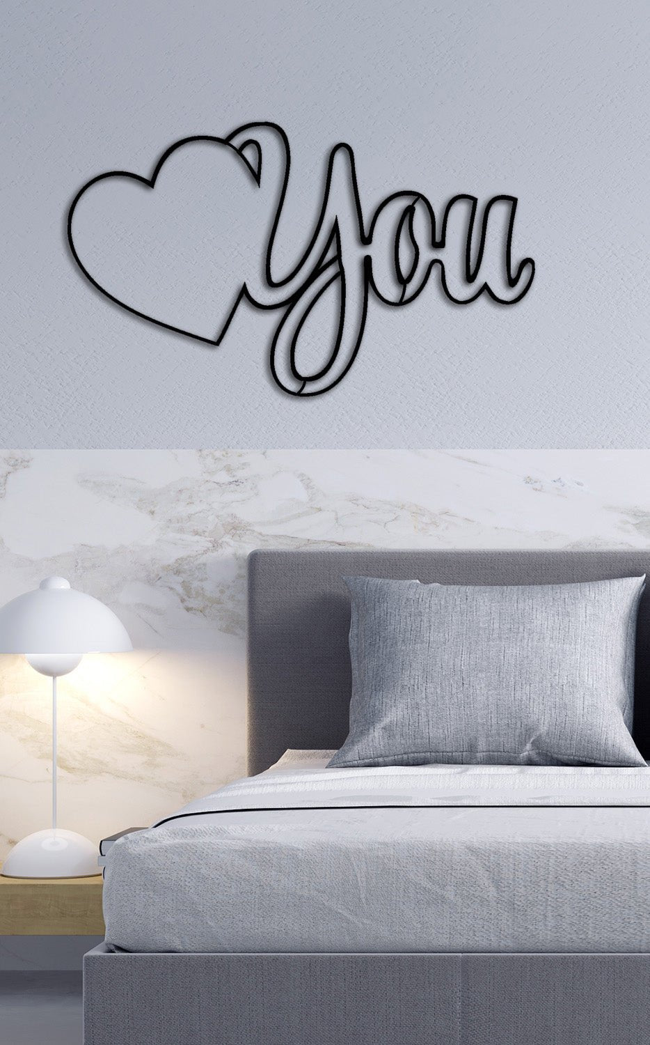 Modern Sevgi Temalı Metal Tablo ve 2 cm Duvar Gölge Derinliği