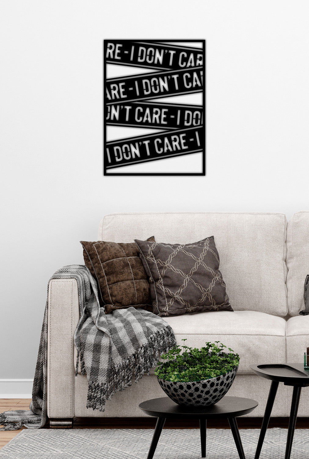 Modern Tipografik Metal Tablo ve 2 cm Duvar Gölge Derinliği