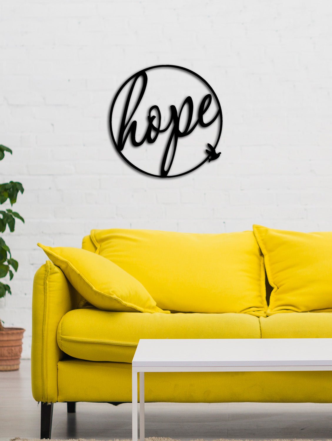 Modern Umut Temalı Metal Tablo ve 2 cm Duvar Gölge Derinliği