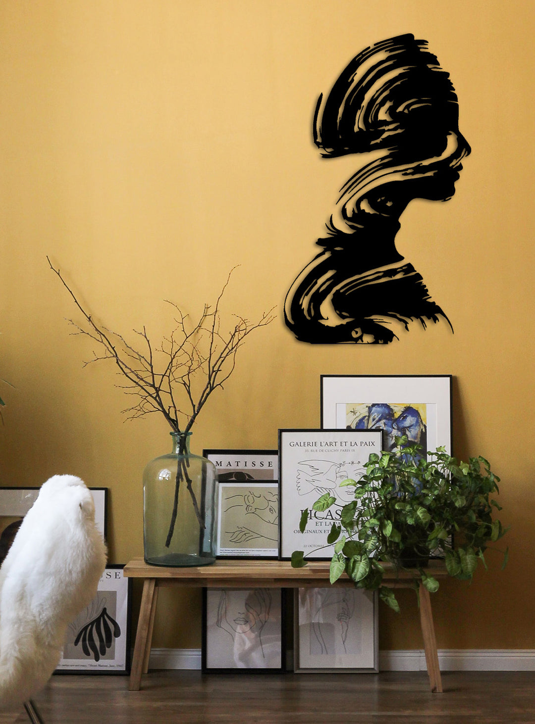 Minimalist yatak odası ve giyinme odaları için 3D gölge etkili estetik metal duvar sanatı