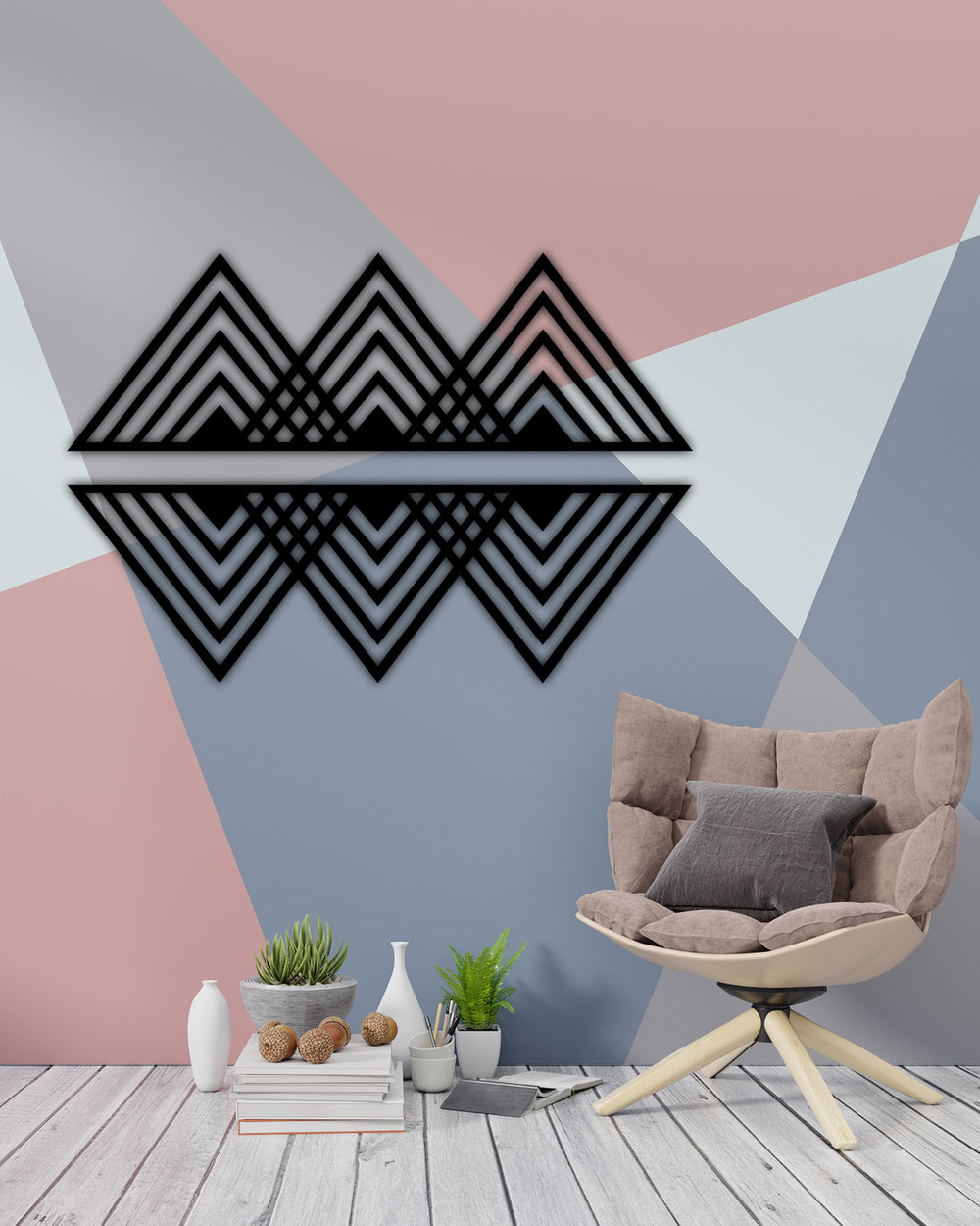 Modüler Dağ Motifi 2'li Set Ayrıntı Çekimi ve Kenar İşçiliği