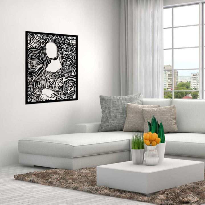 Mona Lisa Remix Modern Portre Siyah Metal Duvar Tablosu - Da Vinci Sanat Koleksiyonu