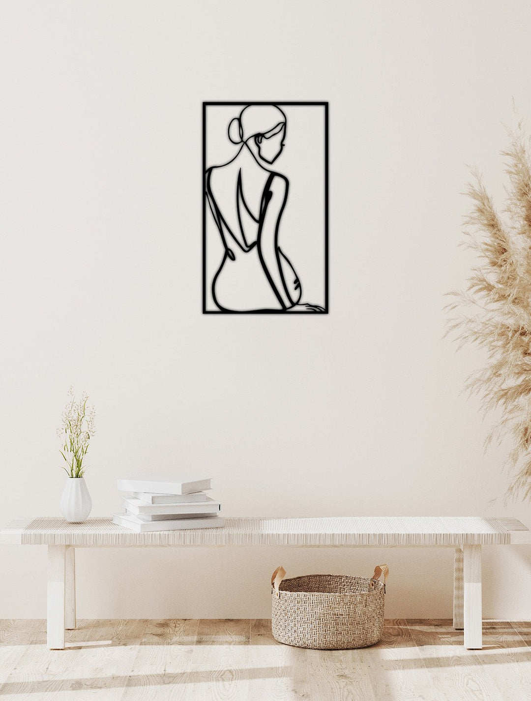 Modern Kadın Silueti Minimalist Metal Duvar Tablosu - Modern Çizgi Sanatı Koleksiyonu - Artroya