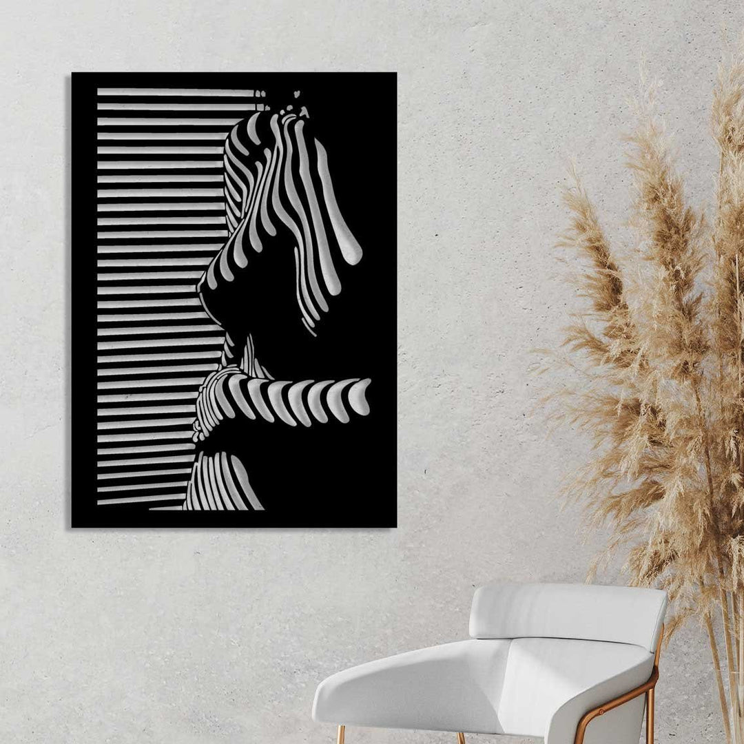 Op Art Kadın Figürü Metal Duvar Tablosu - Modern Optik Sanat Koleksiyonu - Artroya