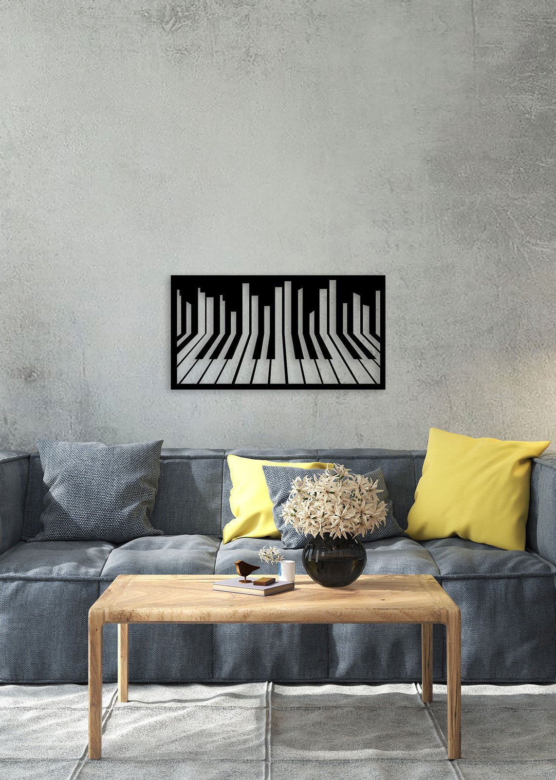 Optik İllüzyon Müzik Dekoru ve 2 cm Derinlik Paylı Doğal Gölge Efekti