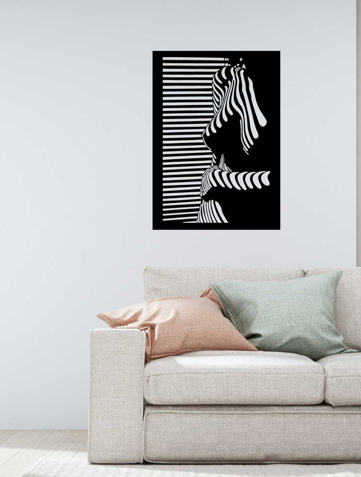 Op Art Kadın Figürü Metal Duvar Tablosu - Modern Optik Sanat Koleksiyonu - Artroya