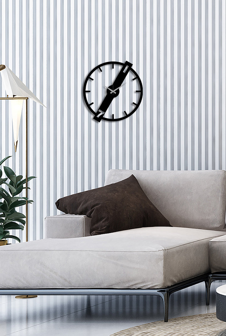 Oturma Odası İçin %100 Sessiz Akar Siyah Metal Zenith Minimalist Saat