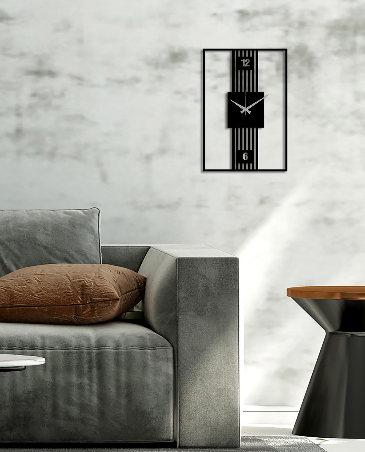 Oturma Odası İçin %100 Sessiz Akar Siyah Metal Aura Linear Saat