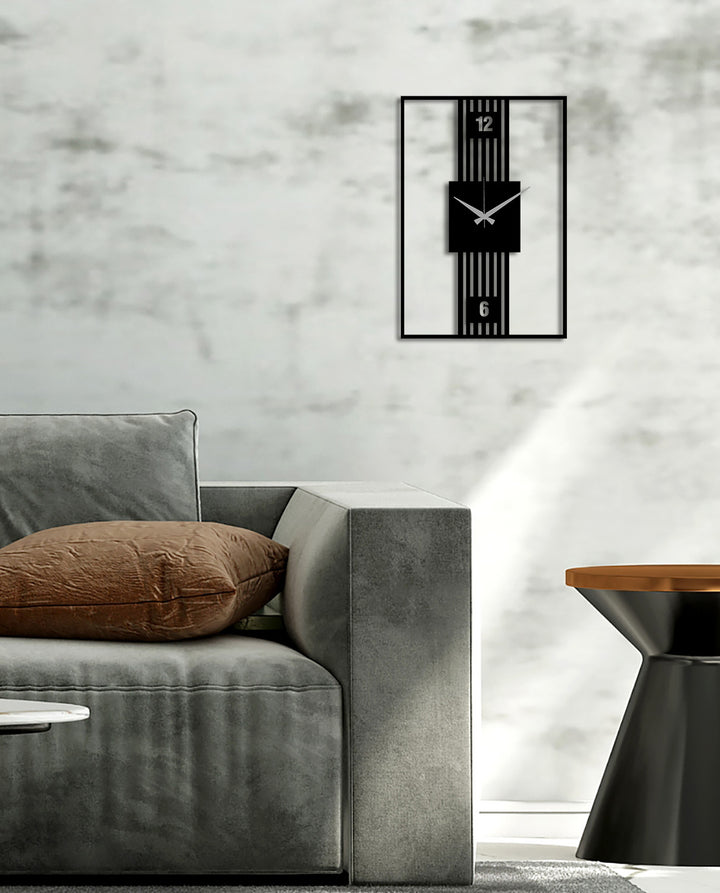 Oturma Odası İçin %100 Sessiz Akar Siyah Metal Aura Linear Saat