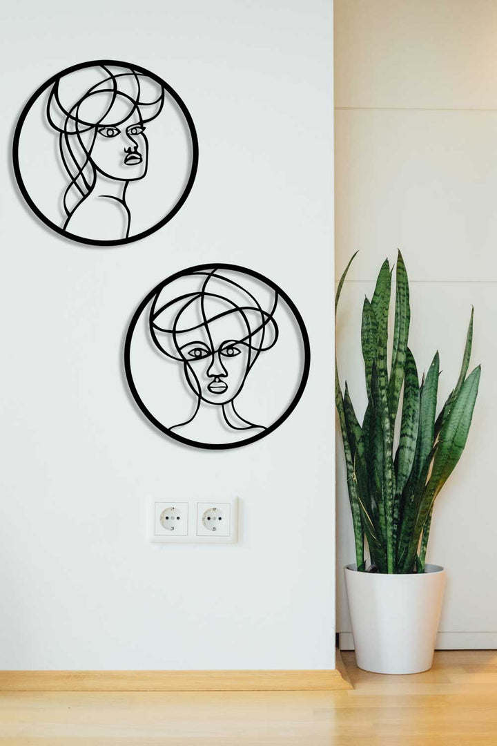 Artroya Özel Sanat Koleksiyonu İkili Portre Figürlü Sanatsal Metal Duvar Panosu