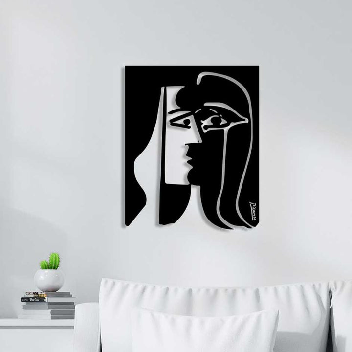 Picasso'nun Evreni Kübik Portre Siyah Metal Duvar Tablosu - Pablo Picasso Sanat Koleksiyonu