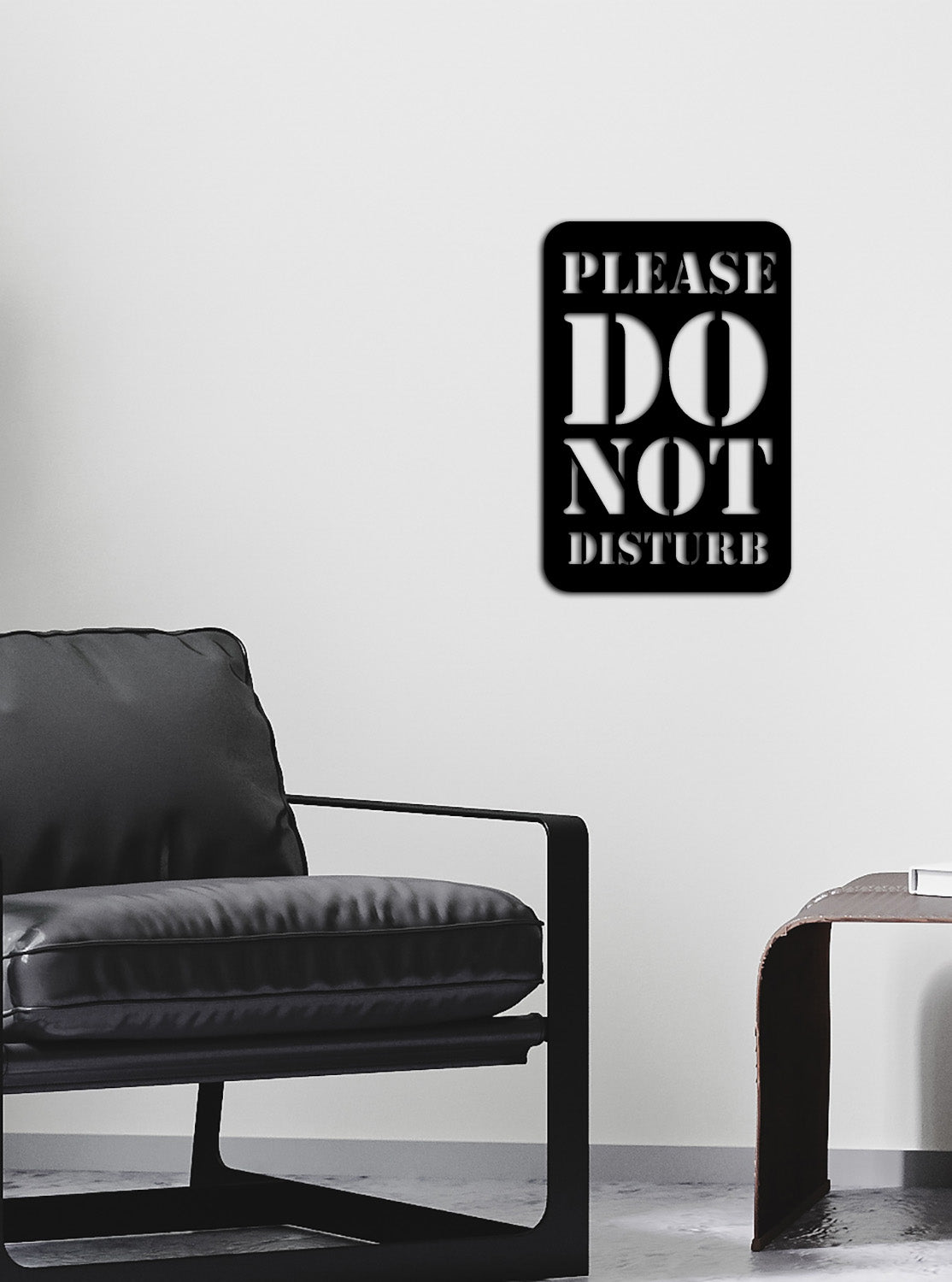 Please Do Not Disturb Modern Tipografik Metal Duvar Panosu