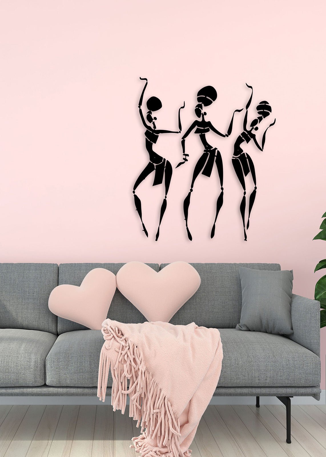 1.5 mm Çelik Üzerine Afrikalı Kadın Silüeti ve Takı Detayları Lazer Kesim