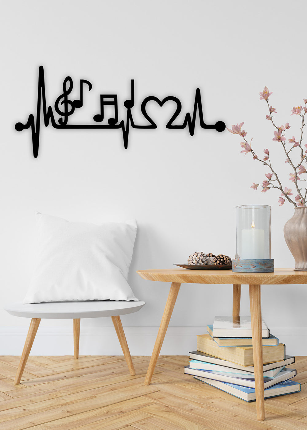 1.5 mm Çelik Üzerine Kesintisiz EKG Hattı ve Notalar Hassas Lazer Kesim