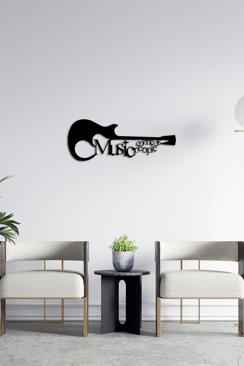 1.5 mm Çelik Üzerine Elektro Gitar ve Mesaj Yazısı Hassas Lazer Kesim