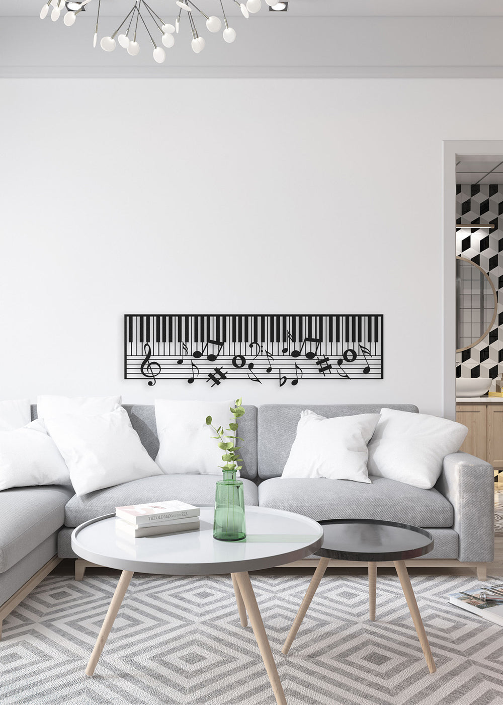 1.5 mm Çelik Üzerine Kuyruklu Piyano ve Nota Akışı Hassas Lazer Kesim