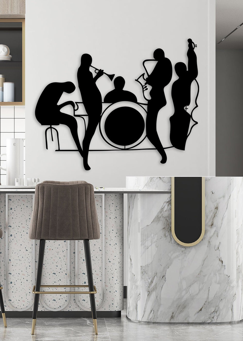 1.5 mm Çelik Üzerine Caz Müzisyeni Silüetleri Hassas Lazer Kesim İşçiliği